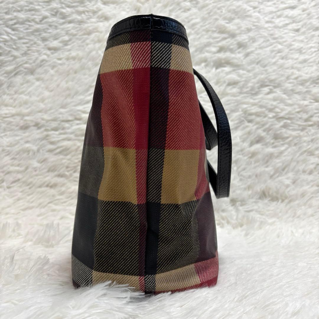 極美品★ブルーレーベルクレストブリッジ　トートバッグ　チェック　A4 赤　PVC