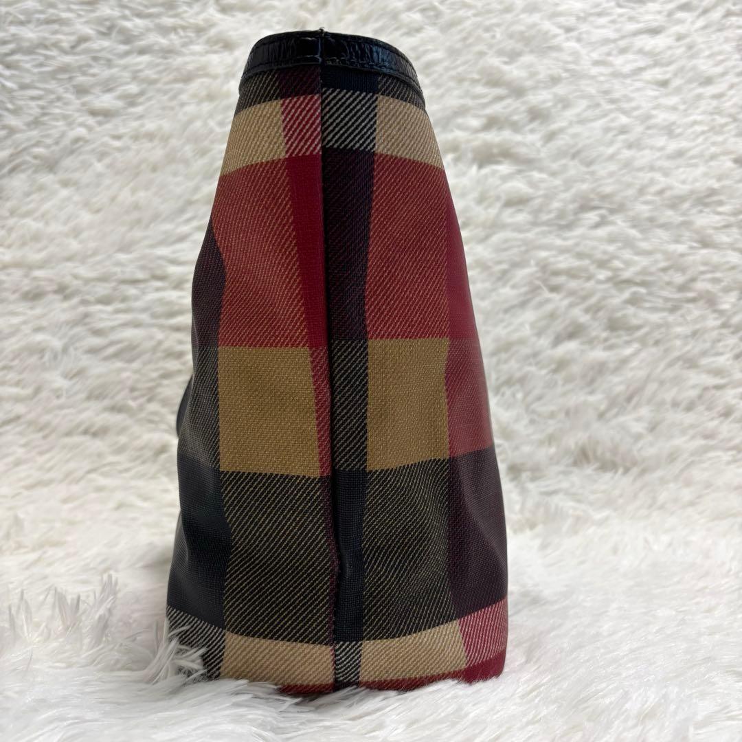 極美品★ブルーレーベルクレストブリッジ　トートバッグ　チェック　A4 赤　PVC