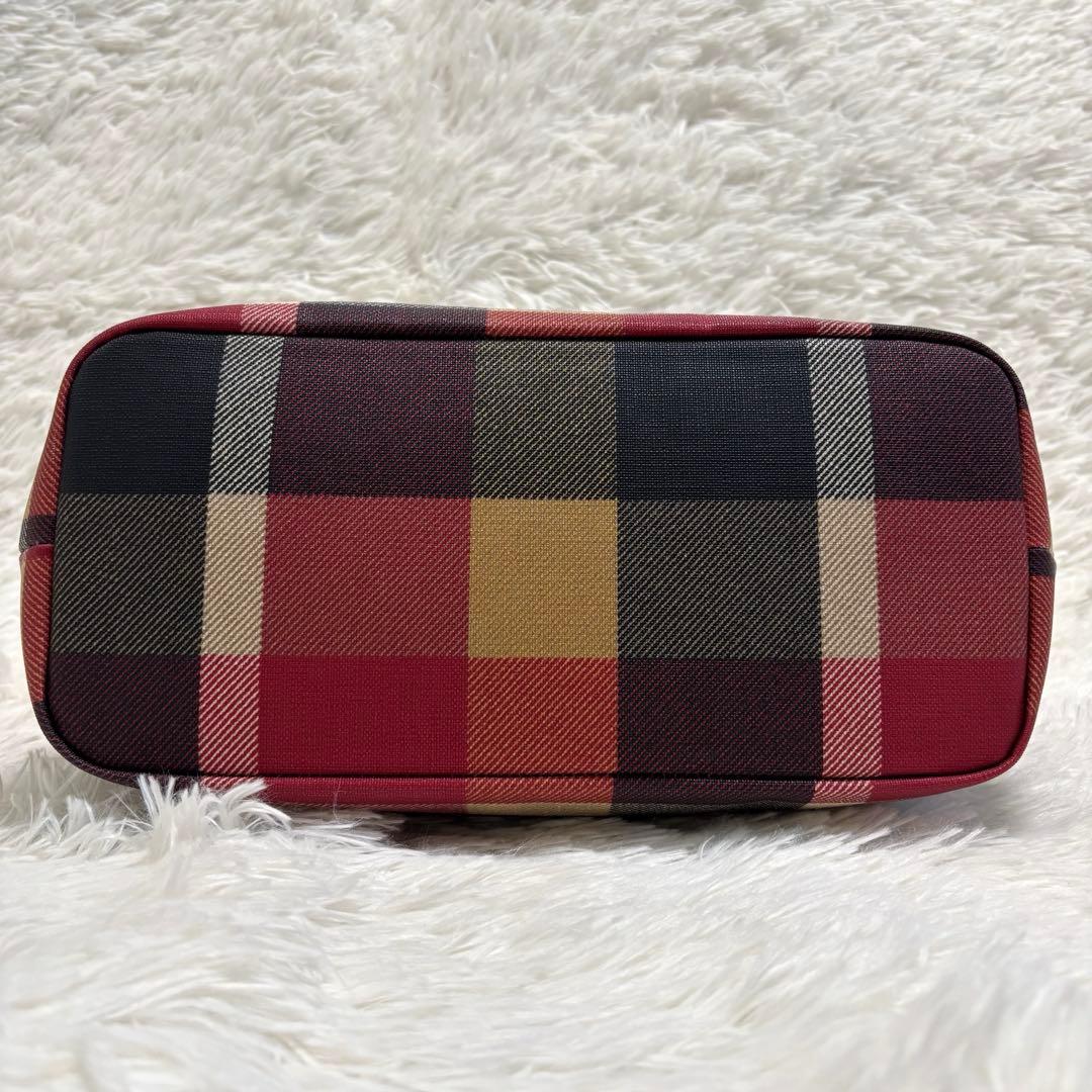 極美品★ブルーレーベルクレストブリッジ　トートバッグ　チェック　A4 赤　PVC