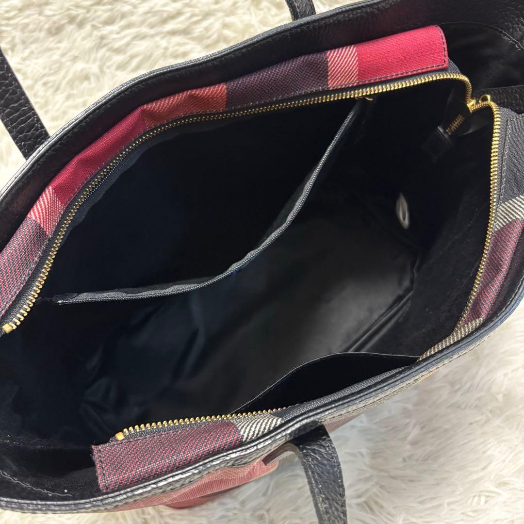 極美品★ブルーレーベルクレストブリッジ　トートバッグ　チェック　A4 赤　PVC