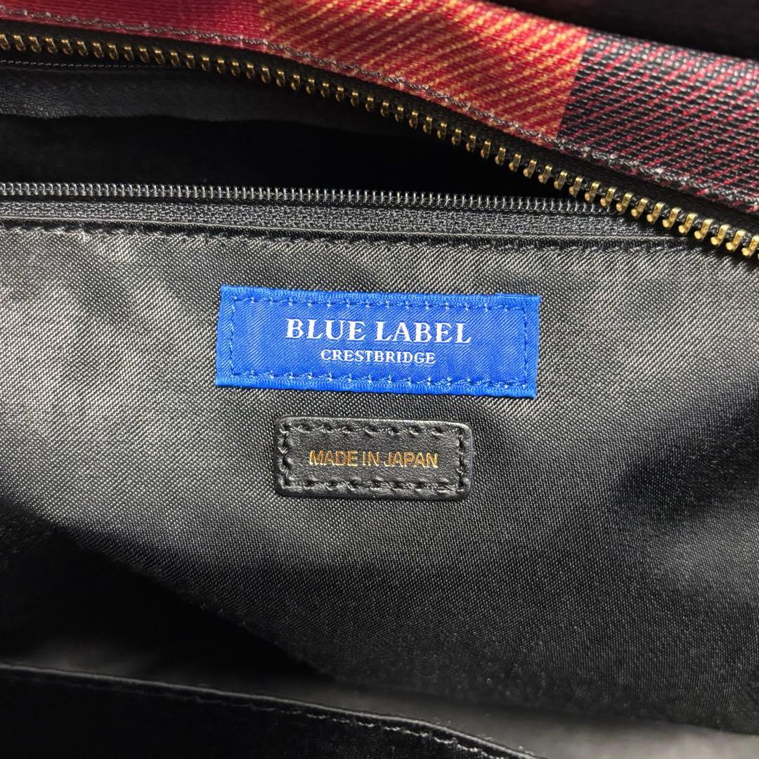 極美品★ブルーレーベルクレストブリッジ　トートバッグ　チェック　A4 赤　PVC