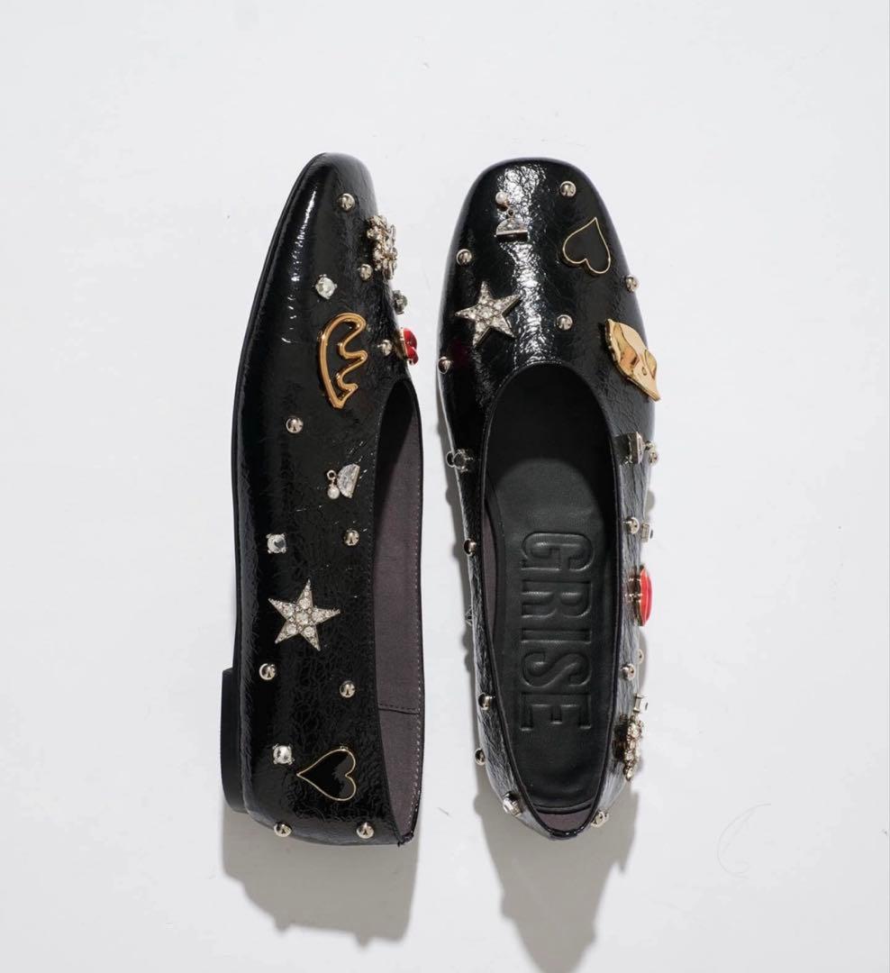 LE TALON GRISE レザーSURREALモチーフフラット