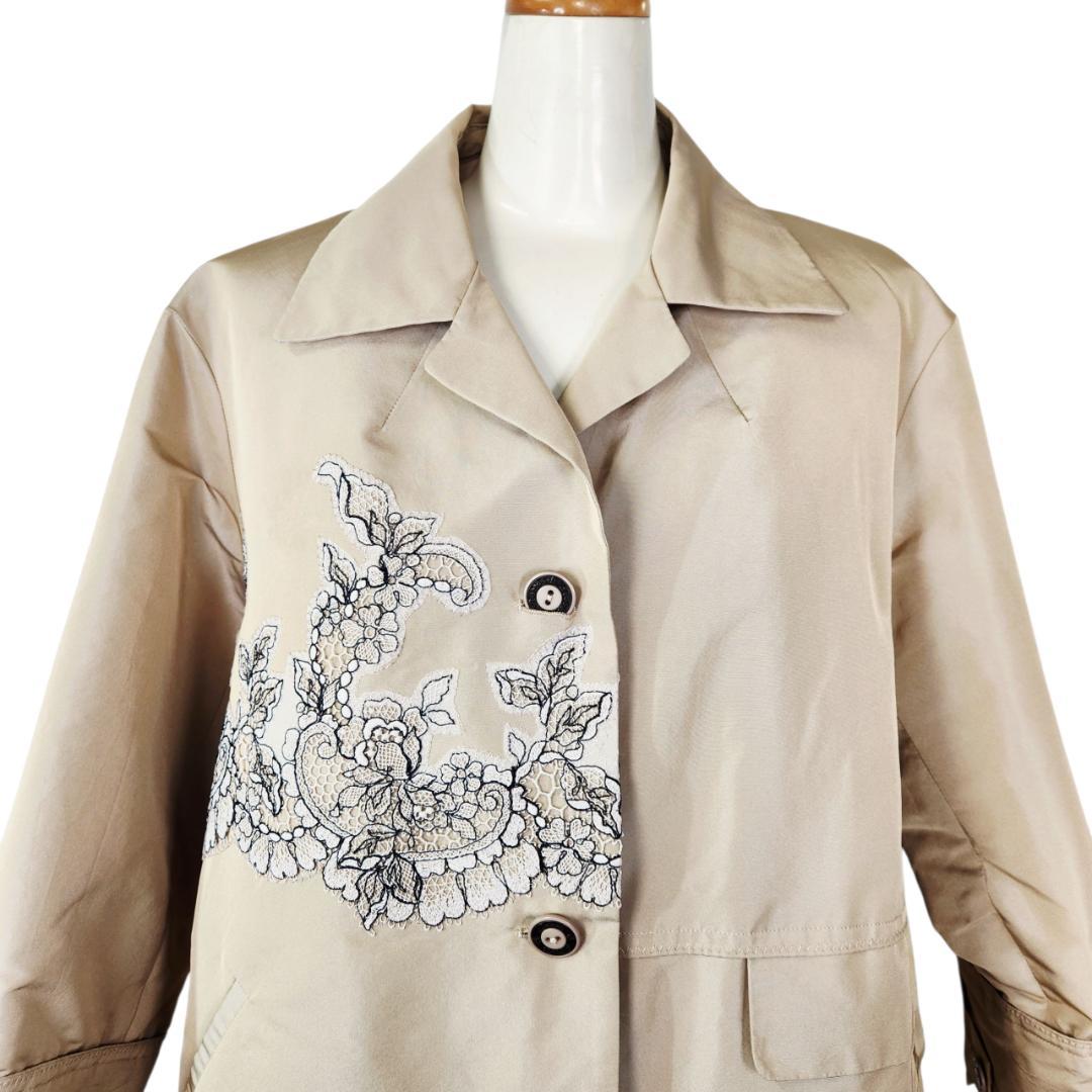 インポートロッサ　中綿コート　ベージュ　レース張り付け　コート　42