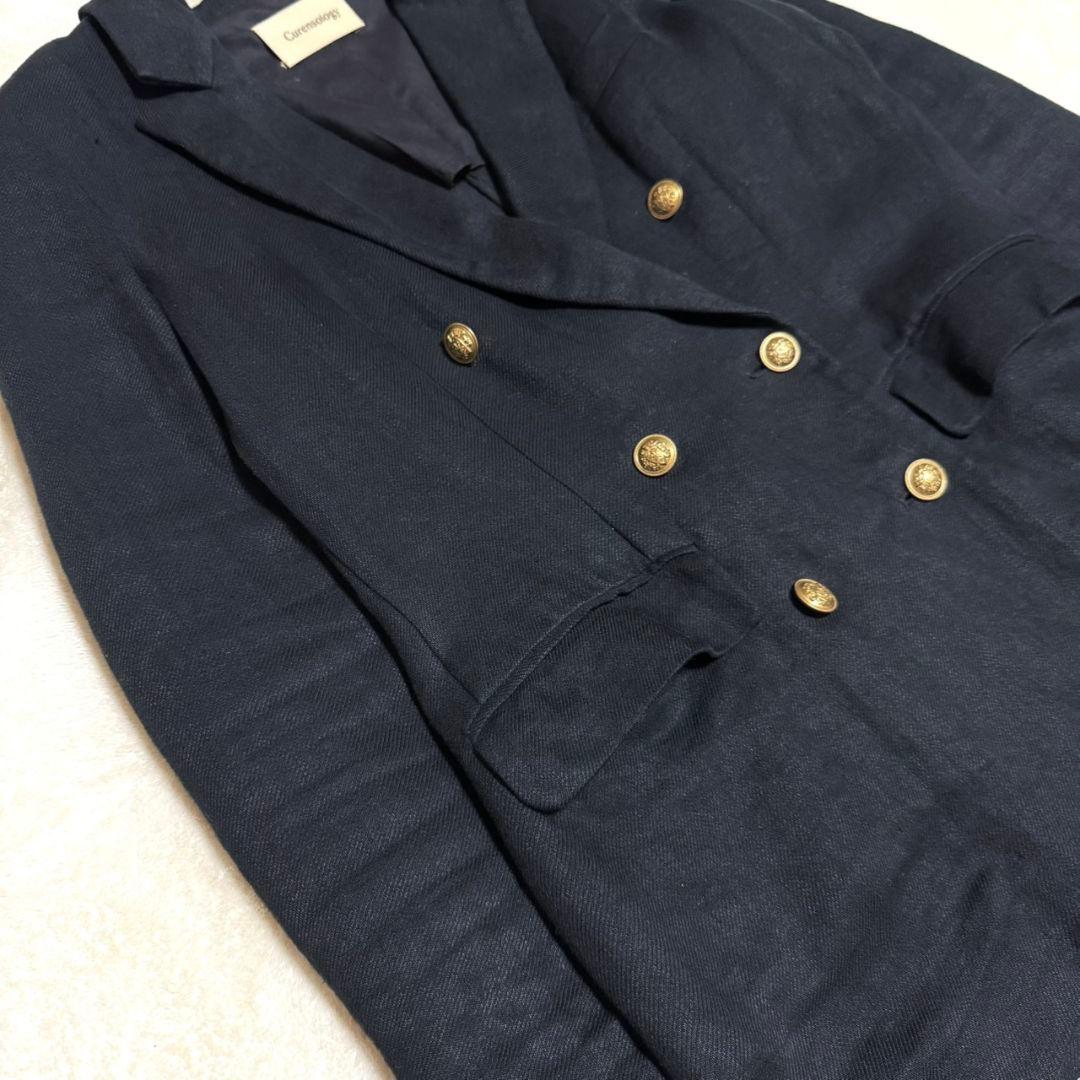 カレンソロジー 2022年 リネン ダブルジャケット 金釦 黒