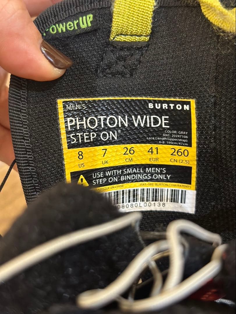 メンズBurton フォトンワイドStep OnブーツとビンディングSサイズ