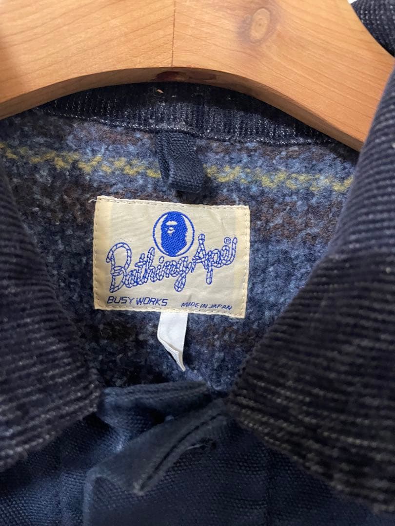 90s　初期APE　初期エイプ　ブランケット付カバーオール　ダック　ネイビー　Ｌ