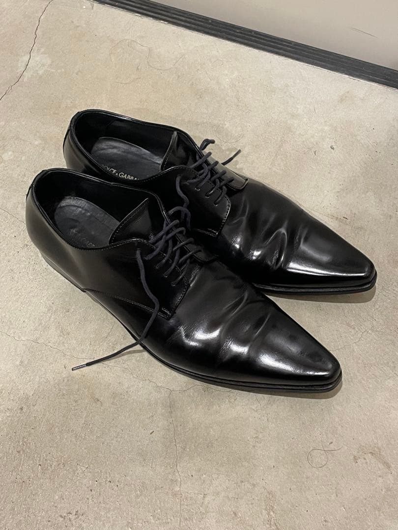 Gackt様専ブラックレザードレスシューズ ポインテッドトゥ