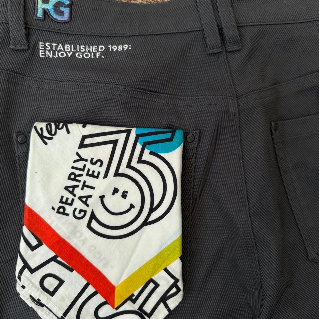 現行モデル　パーリーゲイツ　パンツ　L〜XL相当 グレー　ハンカチ付　コットン