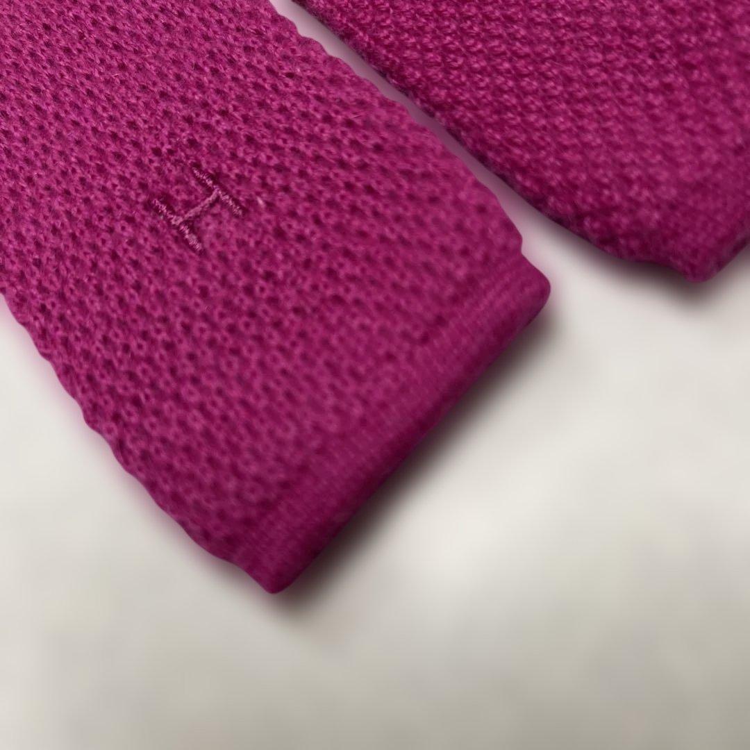 美品　HERMES ネクタイ　8-23 ニットタイ　カシミヤ　ベルト　ソリッド