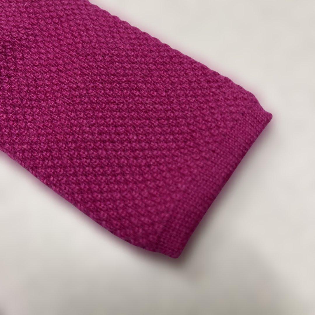 美品　HERMES ネクタイ　8-23 ニットタイ　カシミヤ　ベルト　ソリッド