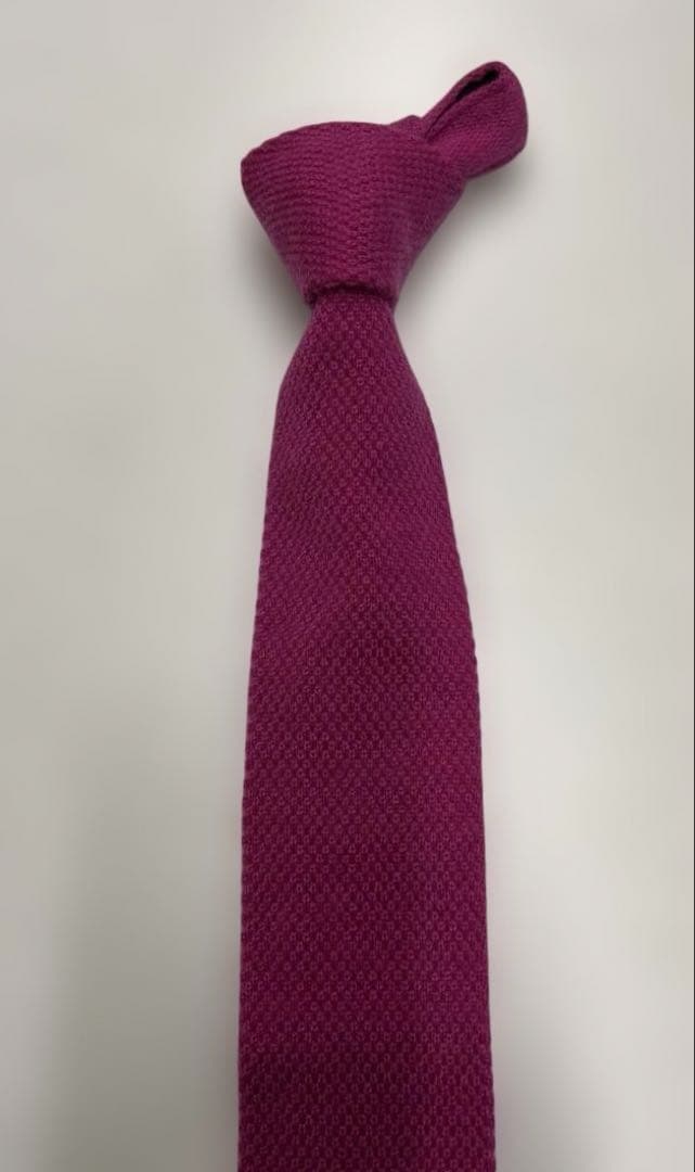 美品　HERMES ネクタイ　8-23 ニットタイ　カシミヤ　ベルト　ソリッド