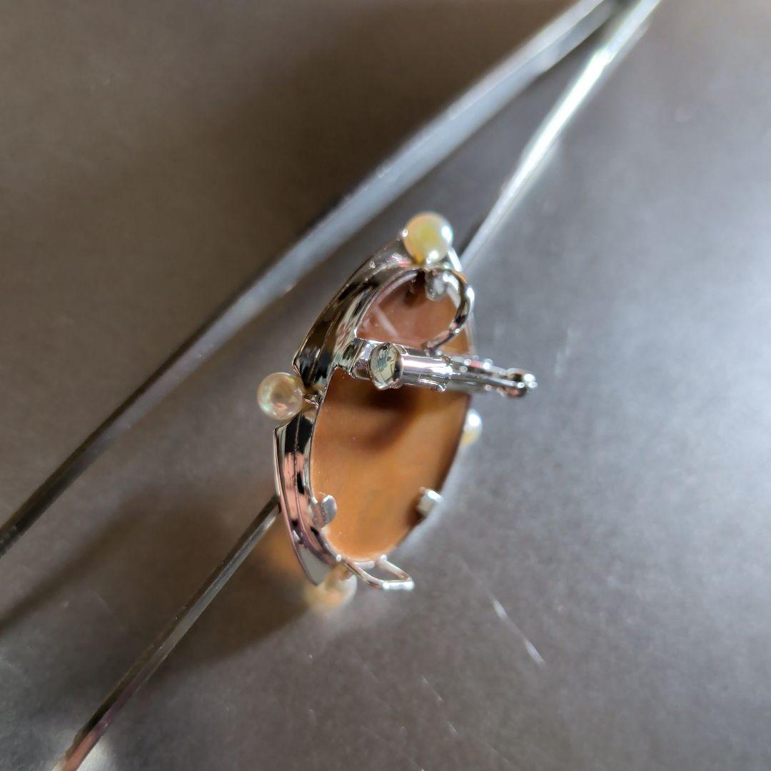 ブローチ　ペンダントトップ　2way　K18　K14　WG　シェルカメオ　真珠