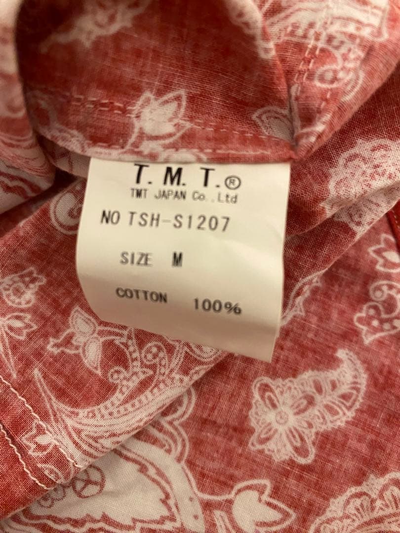 TMTレッドダブルガーゼペイズリー柄シャツ