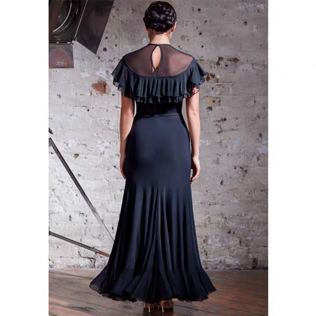 社交ダンス衣装 モダンドレス ロングワンピース モダン ダンス専用生地