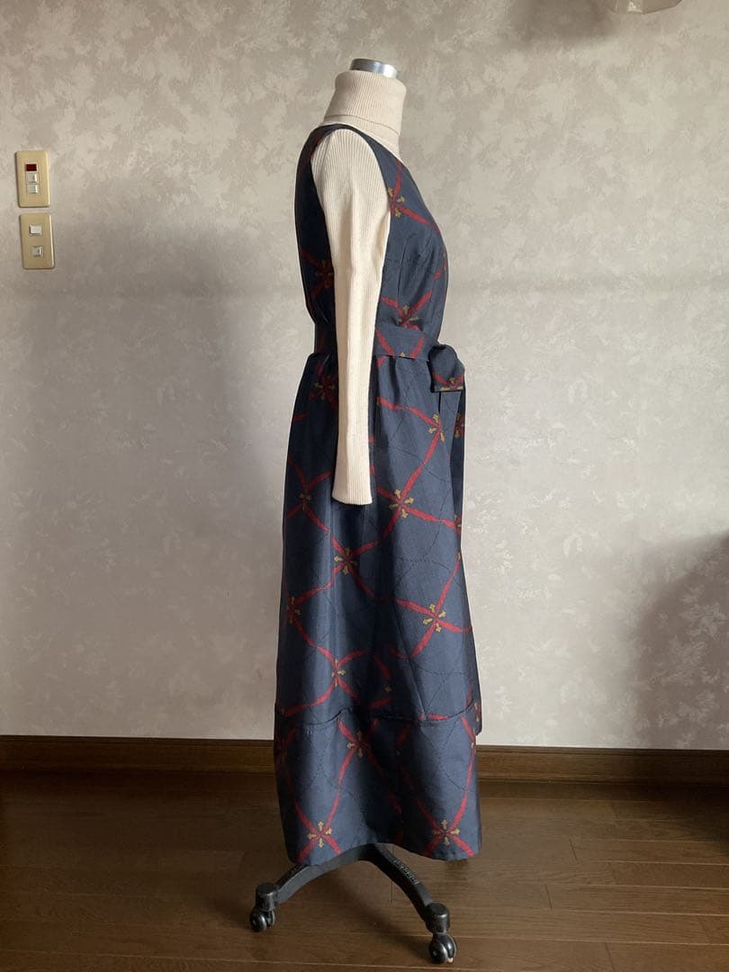 着物リメイクワンピース　　大島紬からバルーンドレス