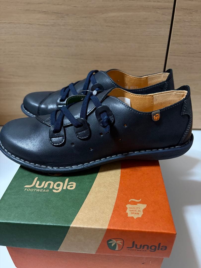 Jungla ネイビー レザー カジュアルシューズ