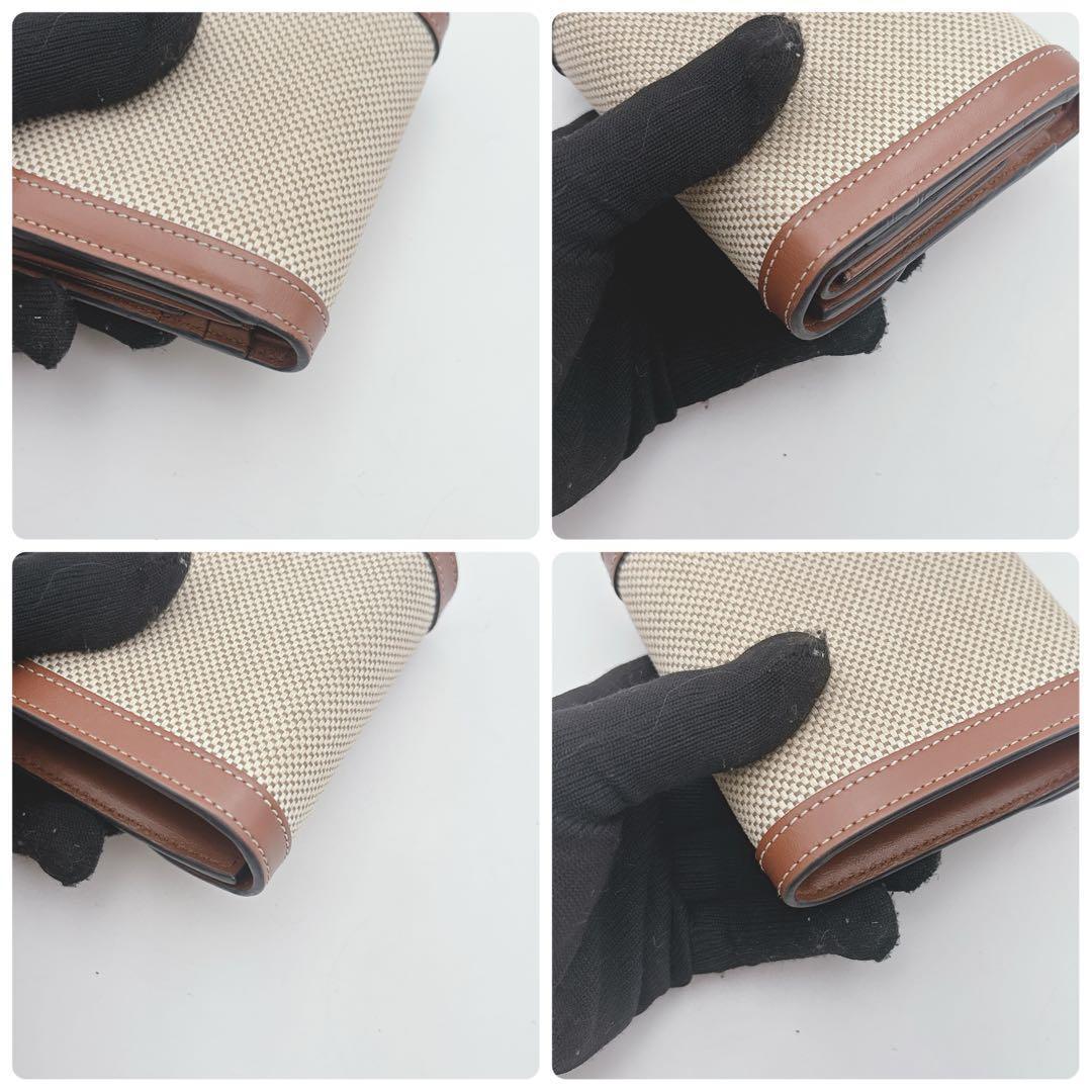 美品/現行✨セリーヌ 折り財布 トリオンフ デカロゴ レザー キャンバス