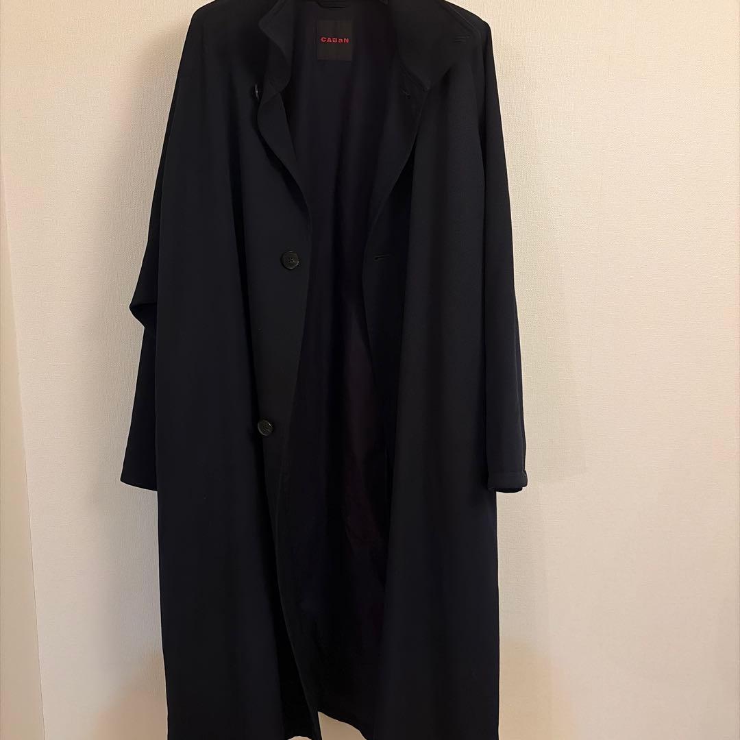 【CABaN】ウールギャバジン スタンドカラーコート ネイビーM　超美品