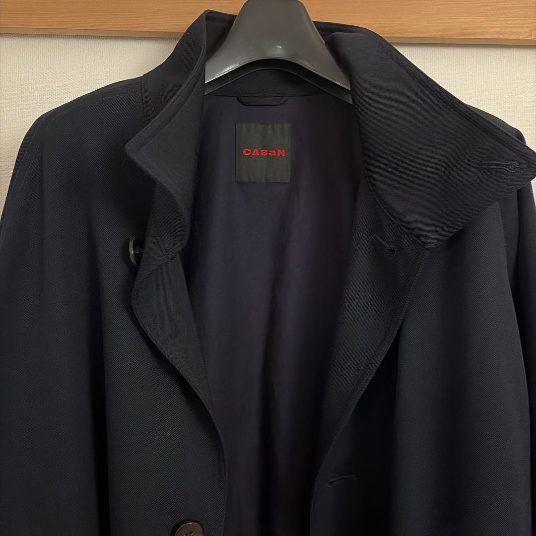 【CABaN】ウールギャバジン スタンドカラーコート ネイビーM　超美品