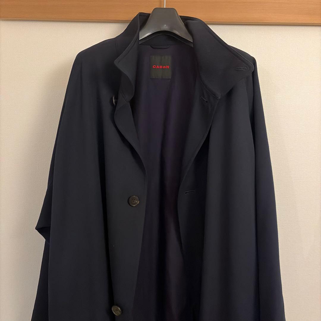 【CABaN】ウールギャバジン スタンドカラーコート ネイビーM　超美品