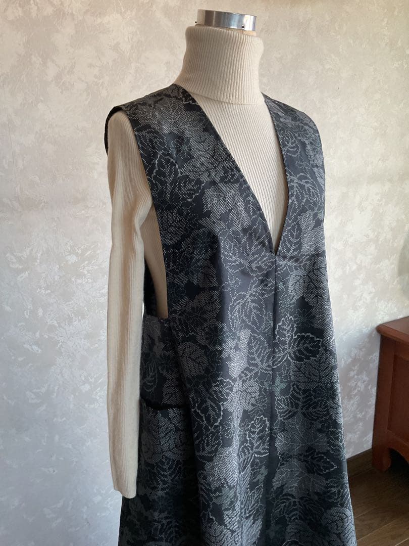 着物リメイクワンピース　　大島紬からジャンバードレス