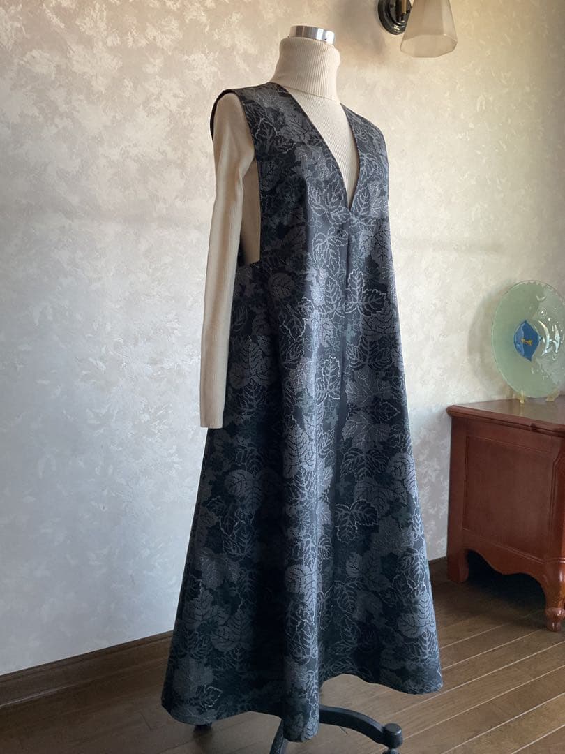 着物リメイクワンピース　　大島紬からジャンバードレス