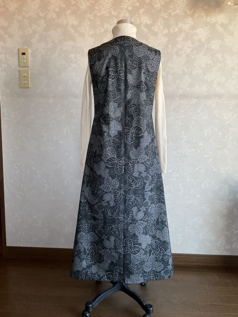 着物リメイクワンピース　　大島紬からジャンバードレス