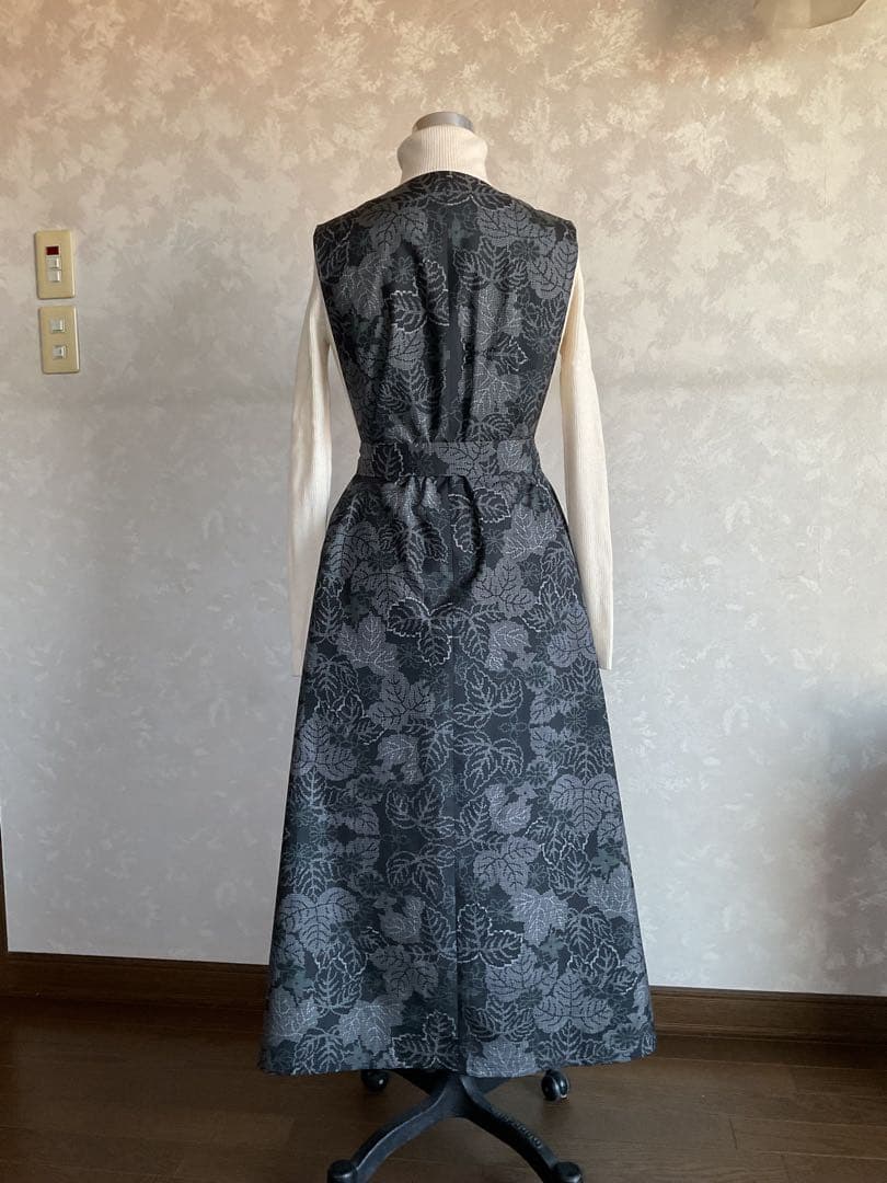 着物リメイクワンピース　　大島紬からジャンバードレス