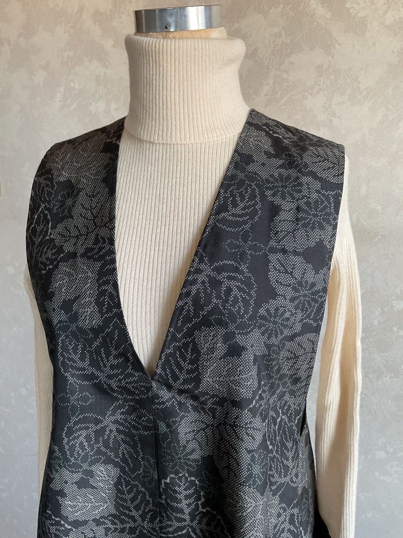 着物リメイクワンピース　　大島紬からジャンバードレス