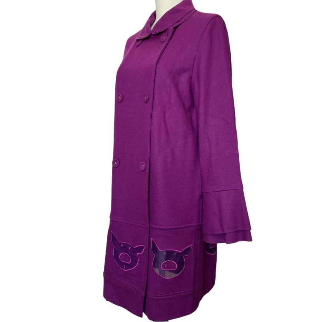 オレボレブラ　ウール100% エリ　袖二重仕立て　ダブルコート　パープル系