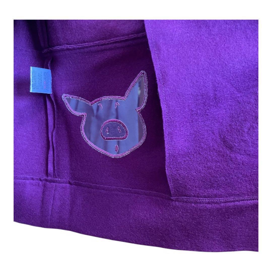 オレボレブラ　ウール100% エリ　袖二重仕立て　ダブルコート　パープル系