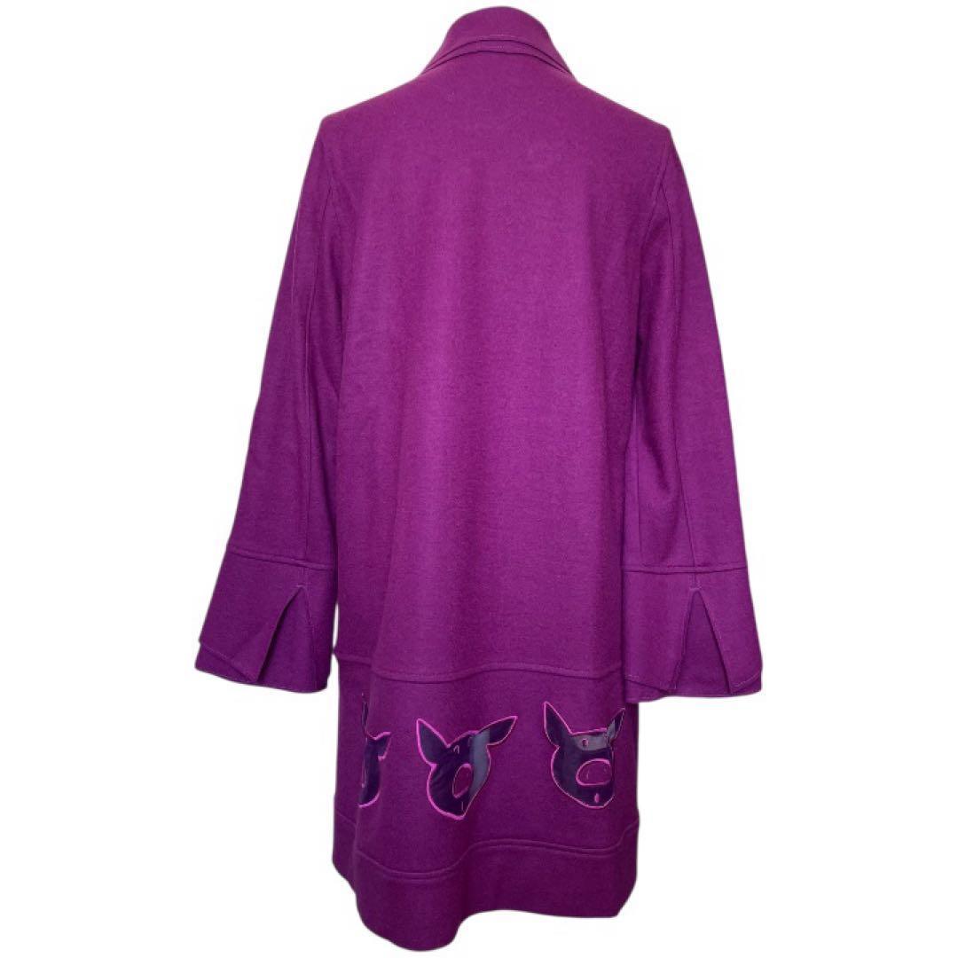 オレボレブラ　ウール100% エリ　袖二重仕立て　ダブルコート　パープル系