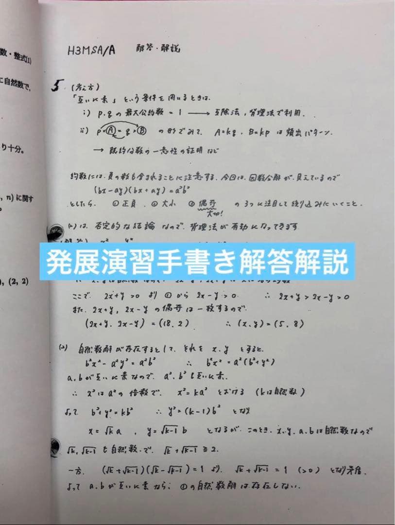 鉄緑会　高3 理系　数学　単元別演習　問題・解答解説フル　鶴田先生の手書解答付