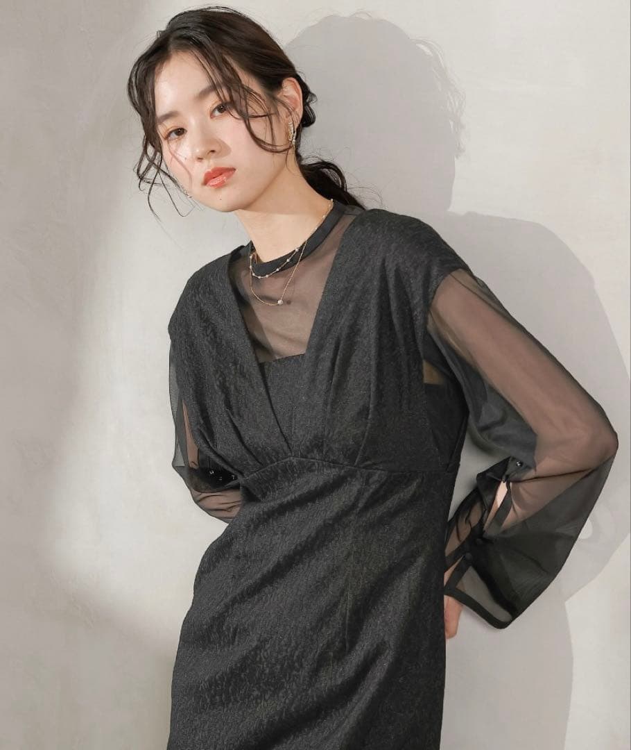 kana ジャガード ワンピース チュール トップス セット パーティー ドレス