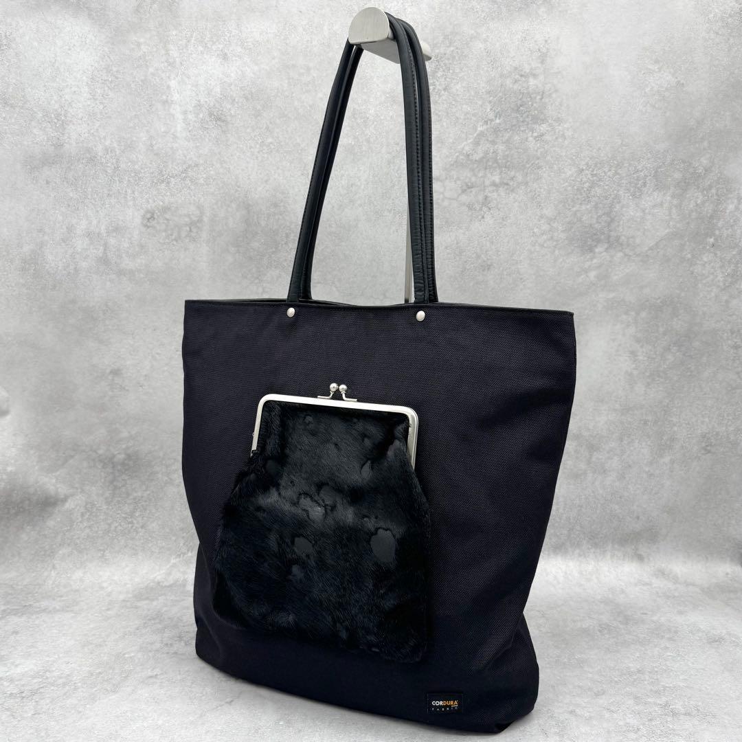 DEUX MILLE ドウミル トートバッグ がま口 水玉 フェイクファー A4