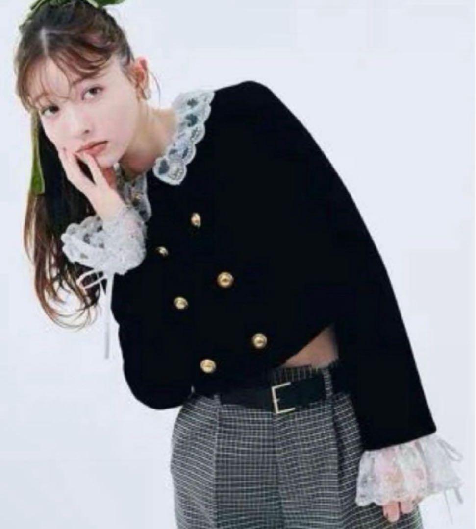 LILY BROWN LB CANDYスカラップビジューアタッチドジャケット