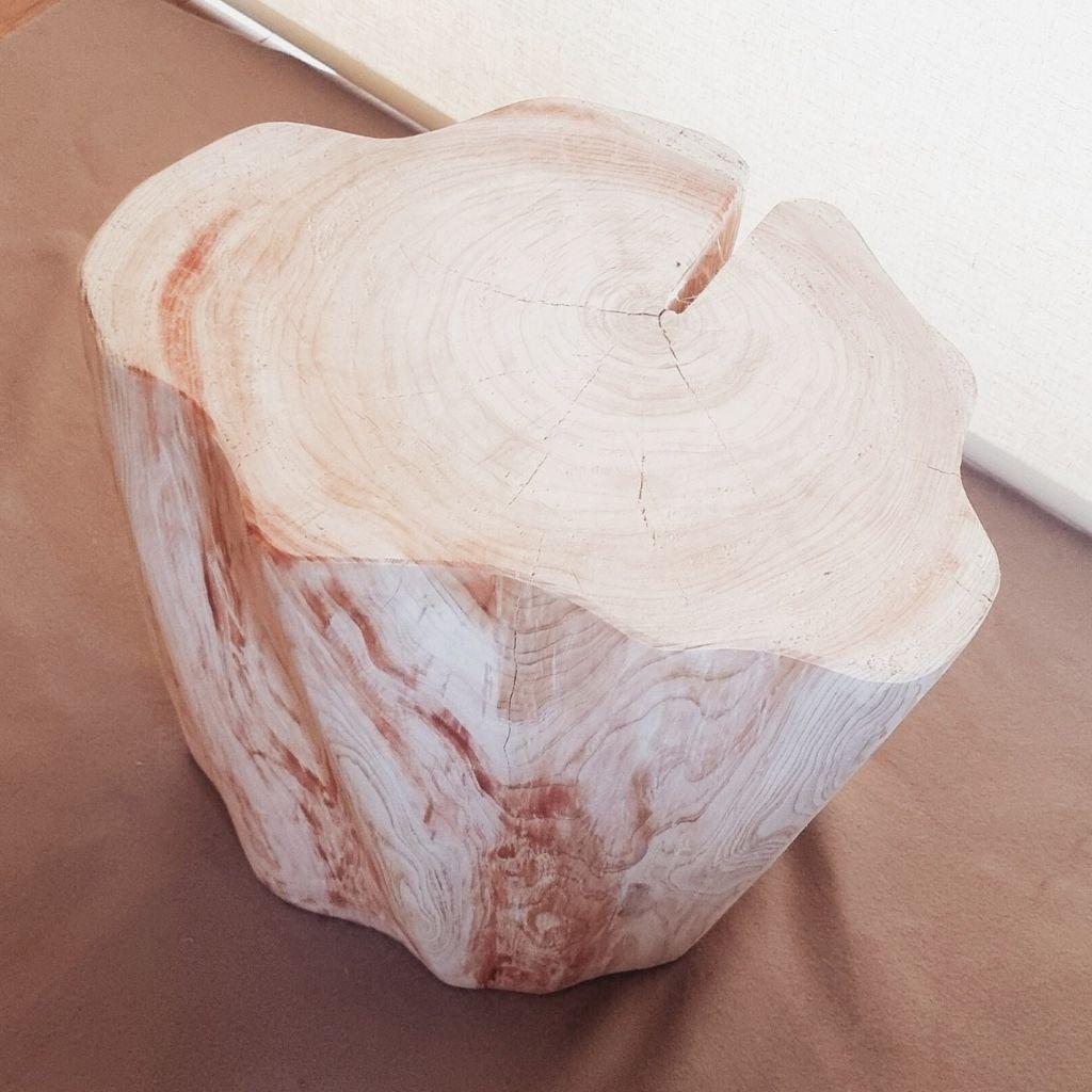 天然アロマ 東濃ひのき 切株スツール・テーブル・無垢無塗装・オーガニック 特大