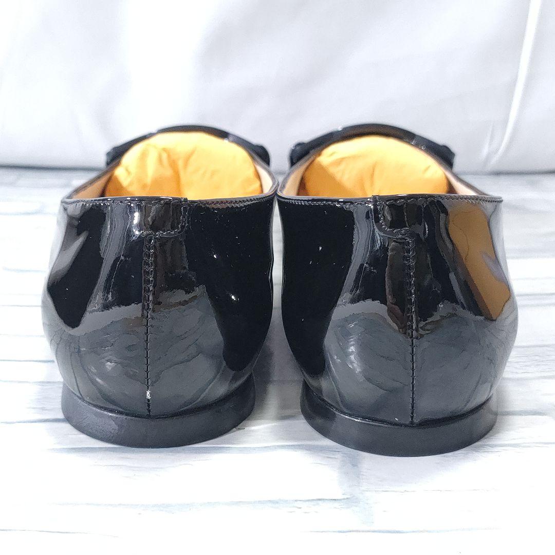 箱付き美品✨TOD'S　ケイト　エナメルフラットパンプス　黒　チェーン　35.5