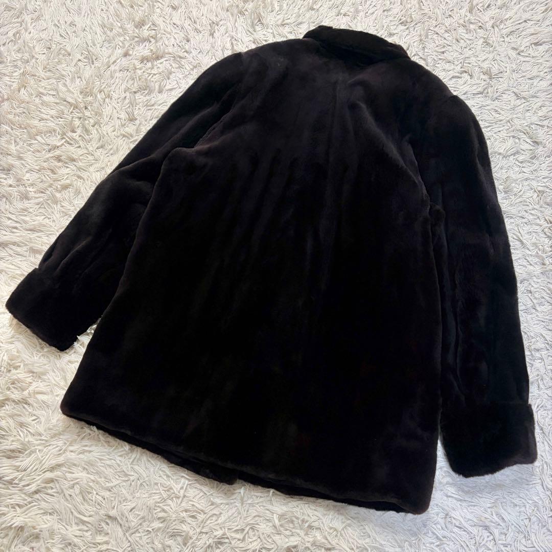 最高級 銀タグ サガミンク リアルファーコート 豪華裏地刺繍 シェアードミンク