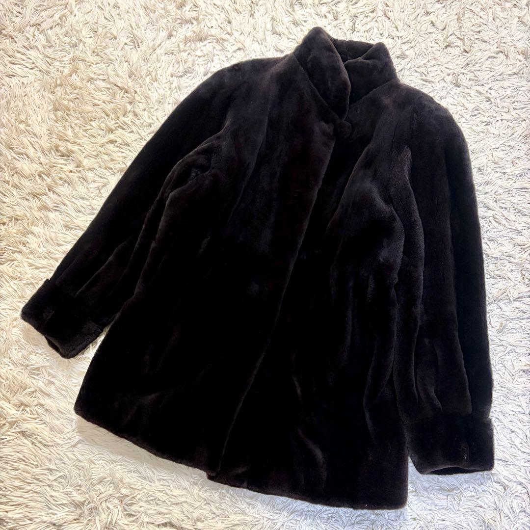 最高級 銀タグ サガミンク リアルファーコート 豪華裏地刺繍 シェアードミンク