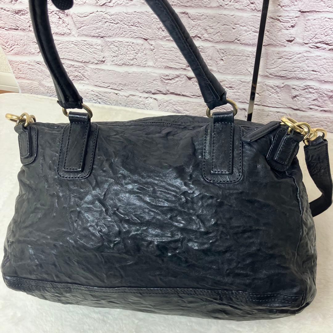 ジバンシー✨パンドラ 2way シワ加工 ロゴ金具 黒 ショルダーバッグ