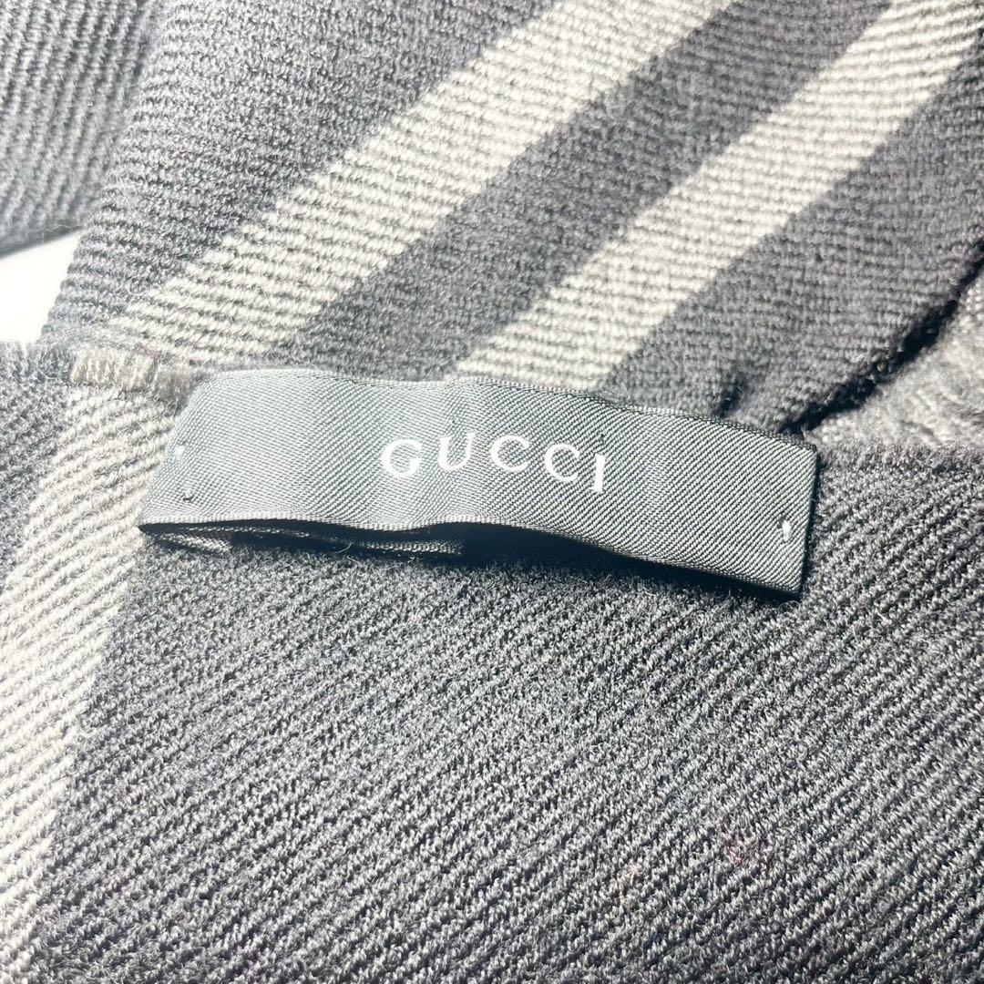 GUCCI グッチ ウールマフラー GG柄 ショール ブラック 総柄