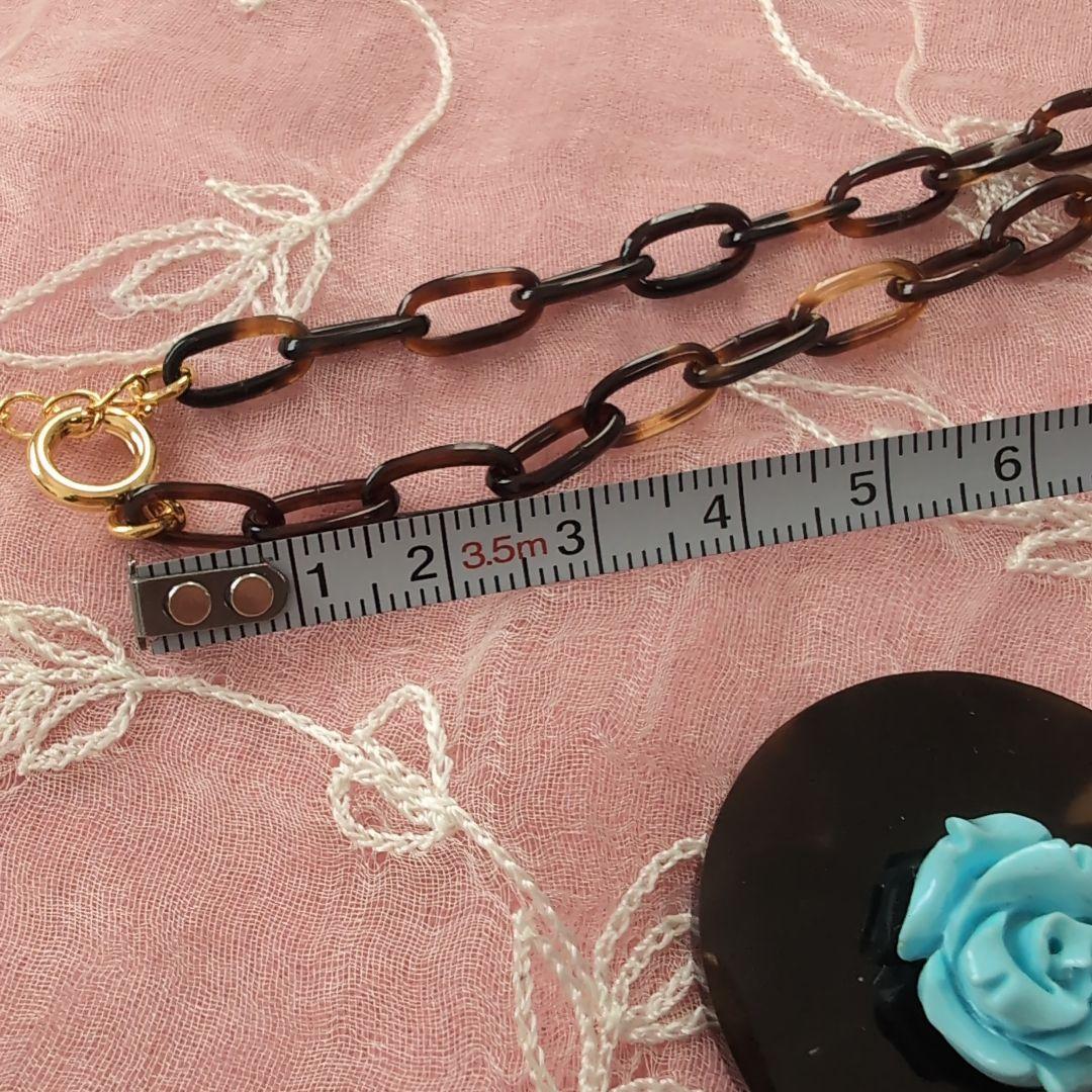 ★お値下げ★本鼈甲ターコイズ薔薇モチーフ付きペンダント