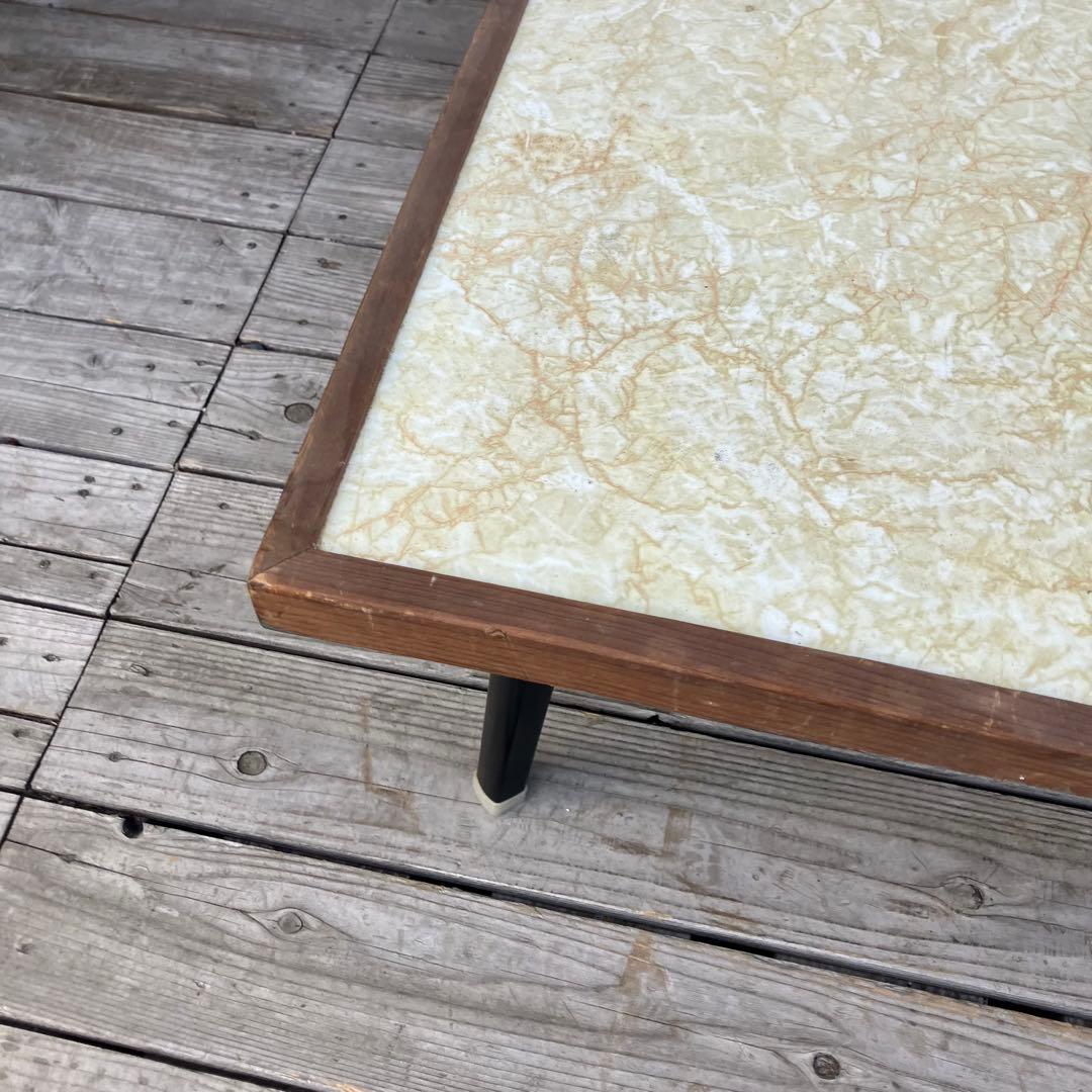 昭和レトロ 古家具 大理石柄 木製テーブル 折り畳み座卓 センターテーブル