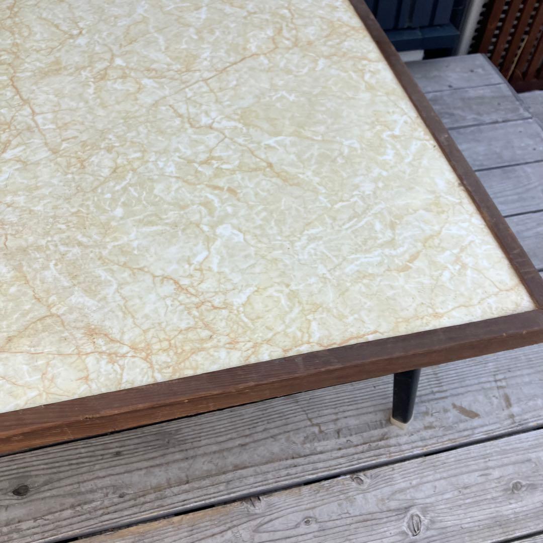 昭和レトロ 古家具 大理石柄 木製テーブル 折り畳み座卓 センターテーブル