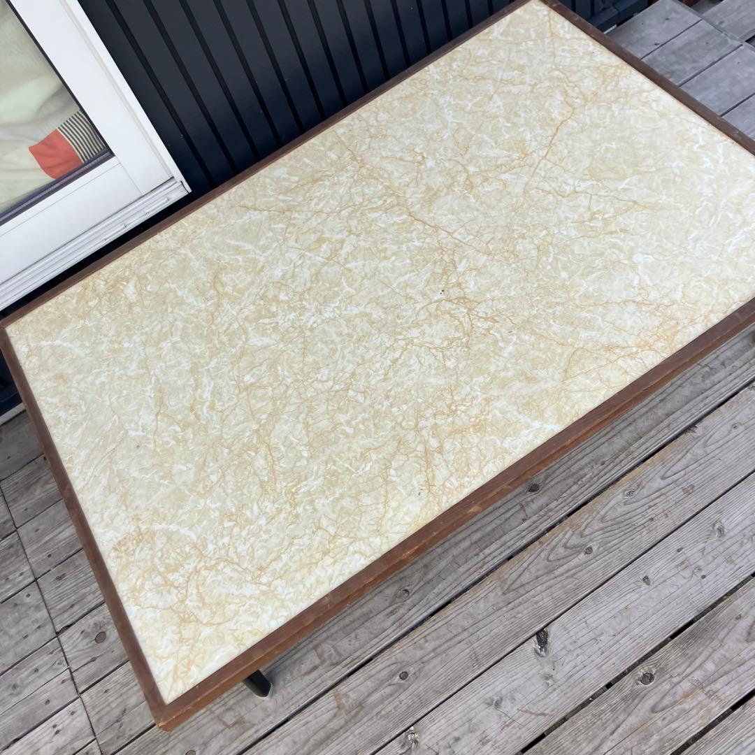 昭和レトロ 古家具 大理石柄 木製テーブル 折り畳み座卓 センターテーブル