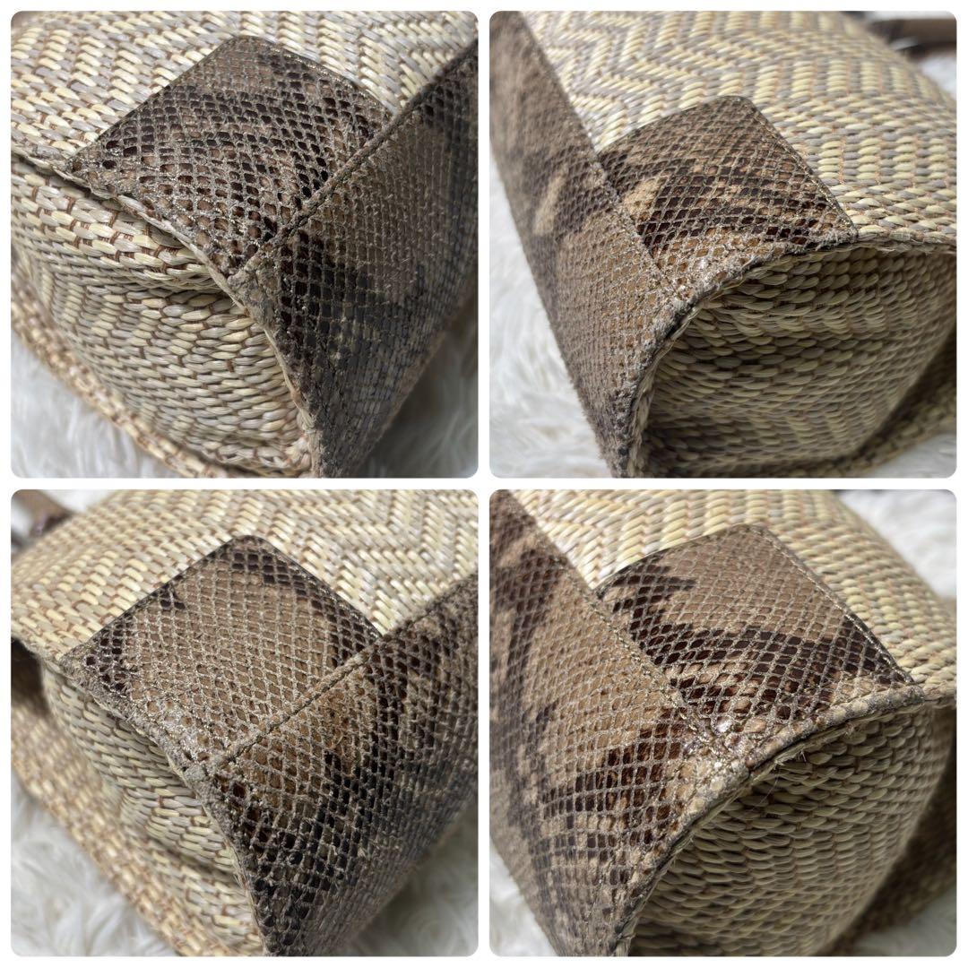 極美品✨トリーバーチ　パイソン　トート　A4可　デカロゴ　レザー　異素材　エラ