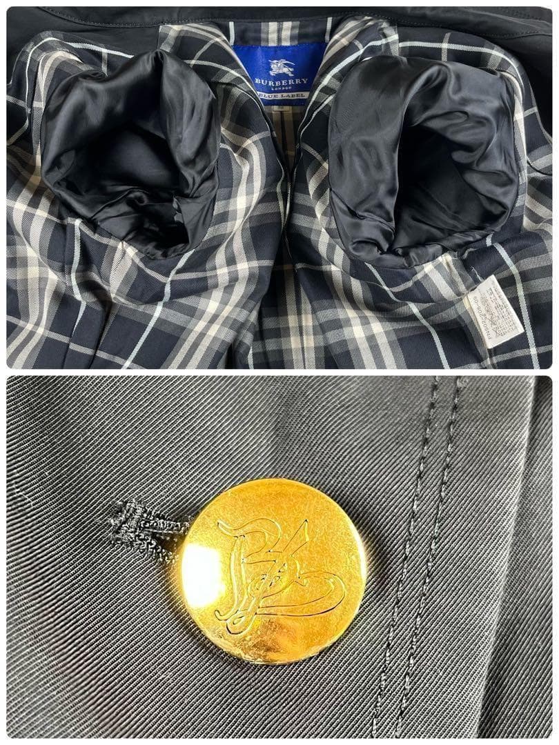 【極美品】バーバリーブルーレーベル トレンチコート ノバチェック 38 ブラック