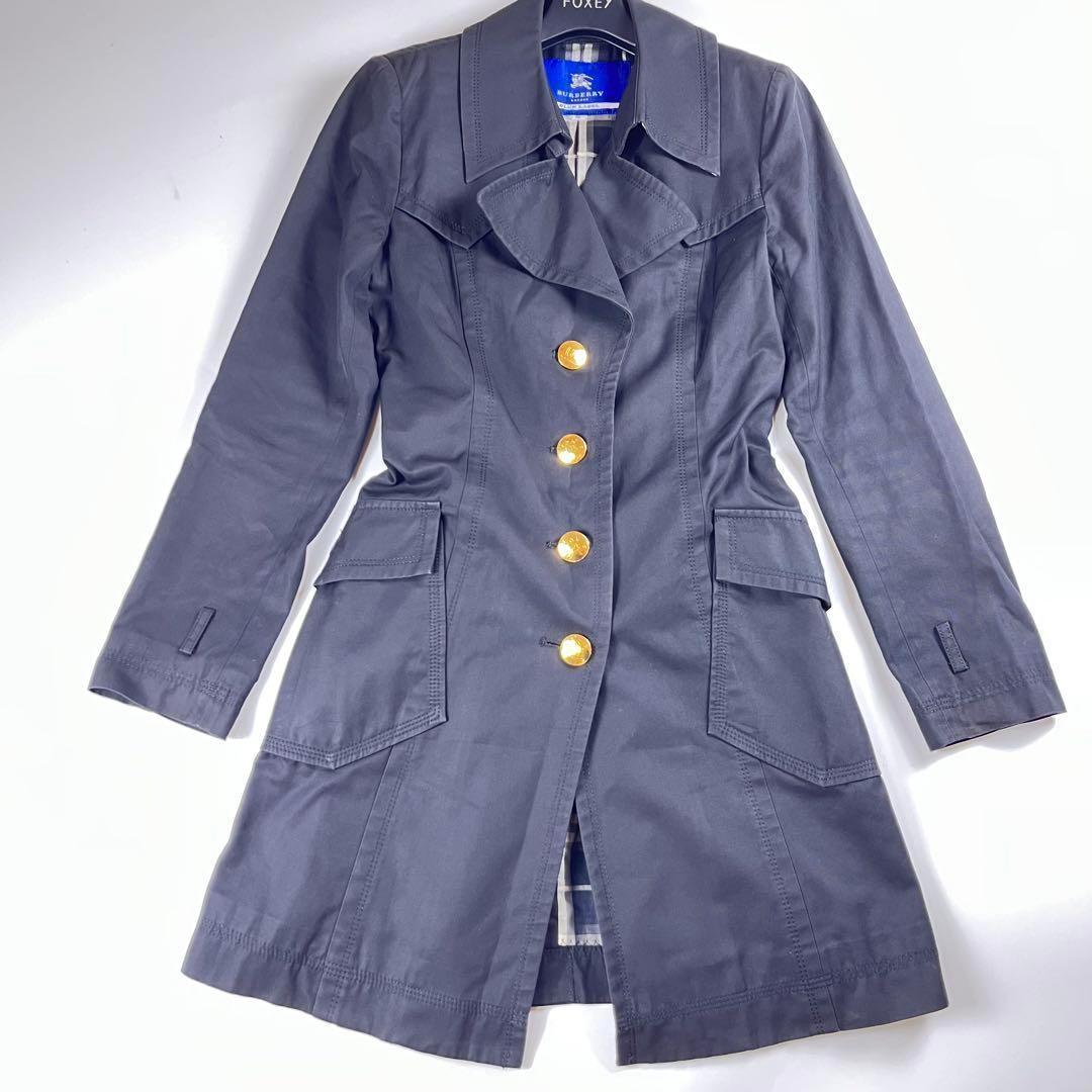 【極美品】バーバリーブルーレーベル トレンチコート ノバチェック 38 ブラック