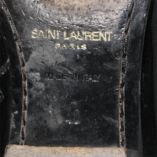 ク*ン様 サンローランパリ ショートブーツ 442221 黒 ブラック エナメル